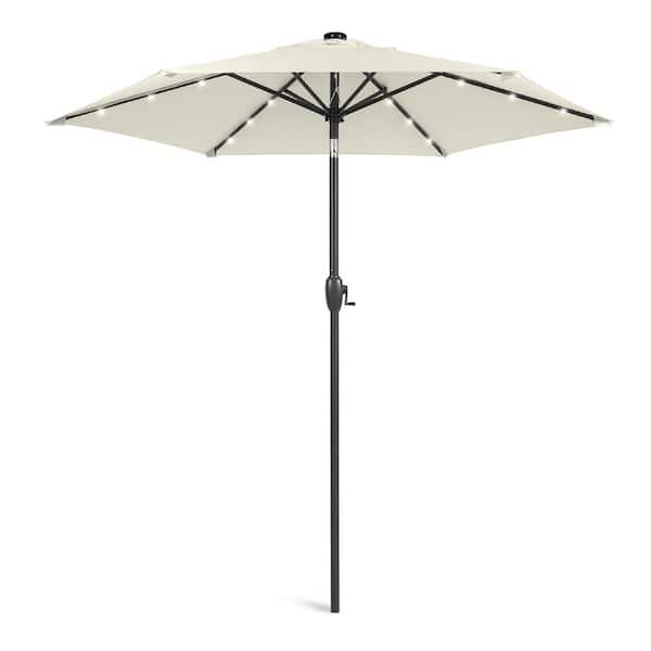 Unbranded 7.5 ft. Steel Market Solar Patio Umbrella in Ivory with Push Button Tilt