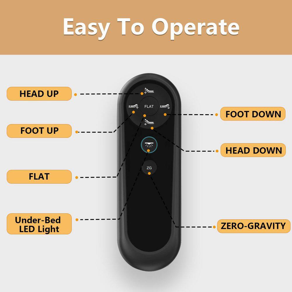 Black Queen Adjustable Bed Frame with Wireless Remote Control with USB Port - thumbnail 8
