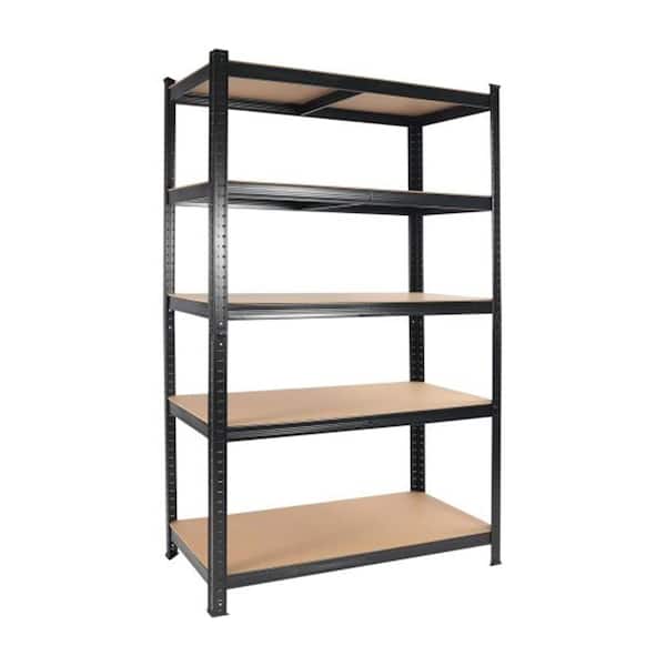 Aoibox 35.4 in. W x 71 in. H x 15.7 in. D Steel Wood Rectangular Heavy Duty Multipurpose 5-Tier Shelf in Black