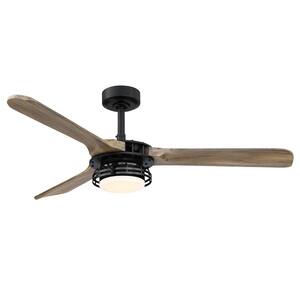 Aerofanture 52 in. Indoor Black Industrial Integrated LED Lighted Ceiling Fan with Remote and Reversible DC Motor