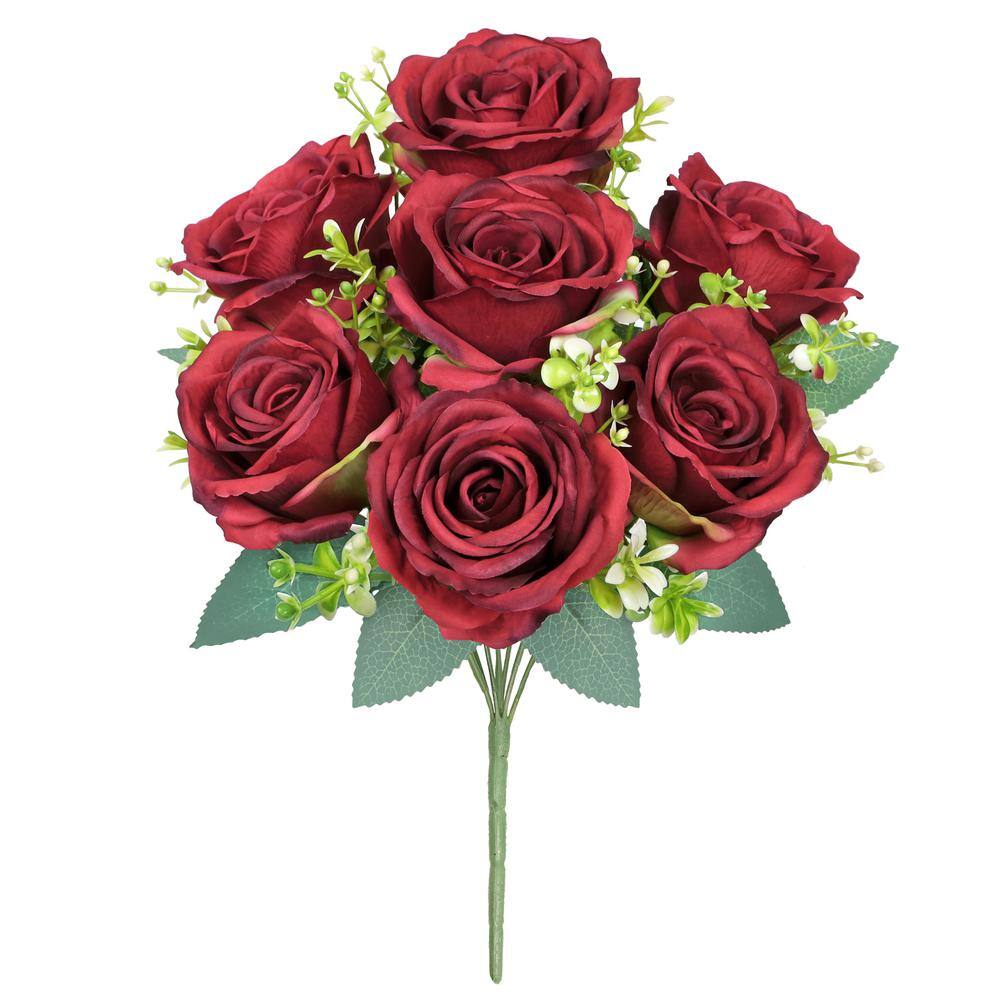 17 in. Red Artificial Elegant Rose Flower Stem Bush Bouquet (Set of 2) price history on PriceWatchPro
