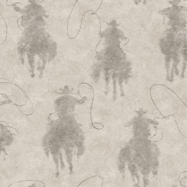 Chesapeake 20.50 in. W x 396 in. L Grey Stockman Silhouette Wallpaper Sample