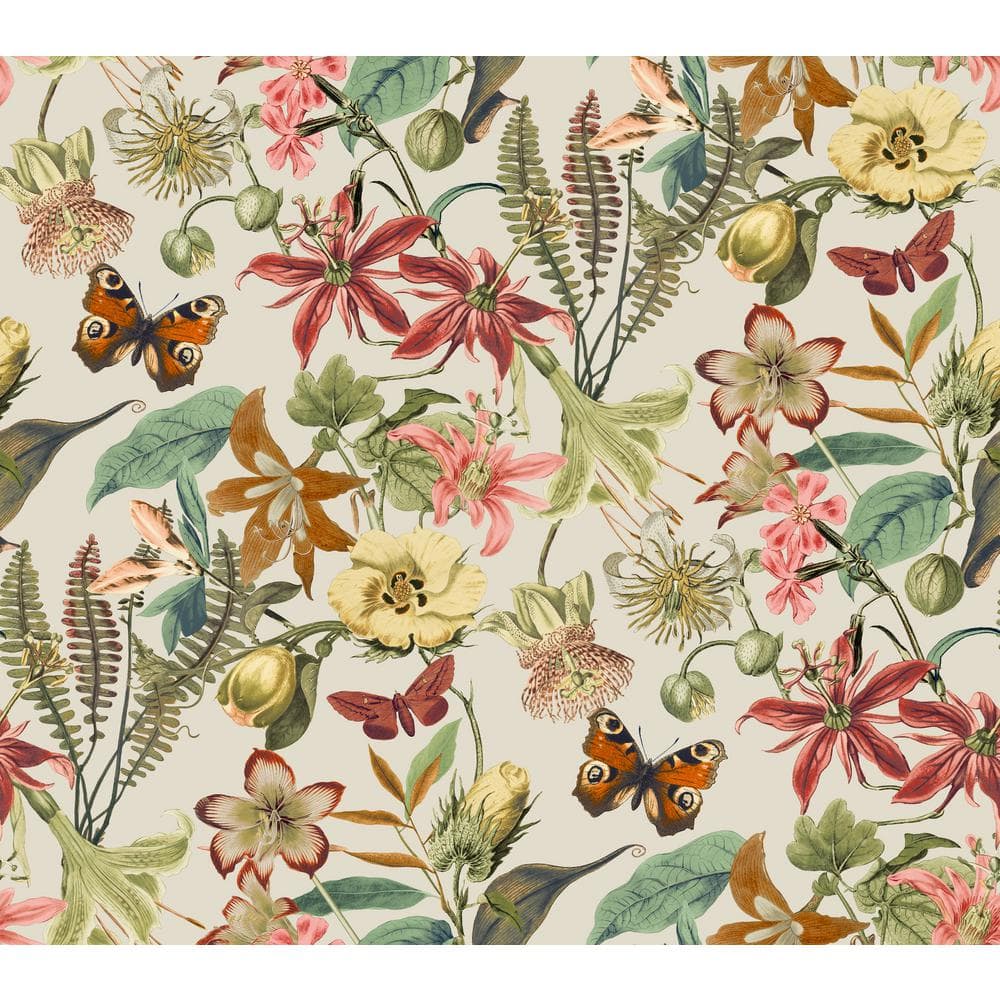 Light Taupe and Coral Butterfly House Paper Non-Pasted Matte Wallpaper price history on PriceWatchPro