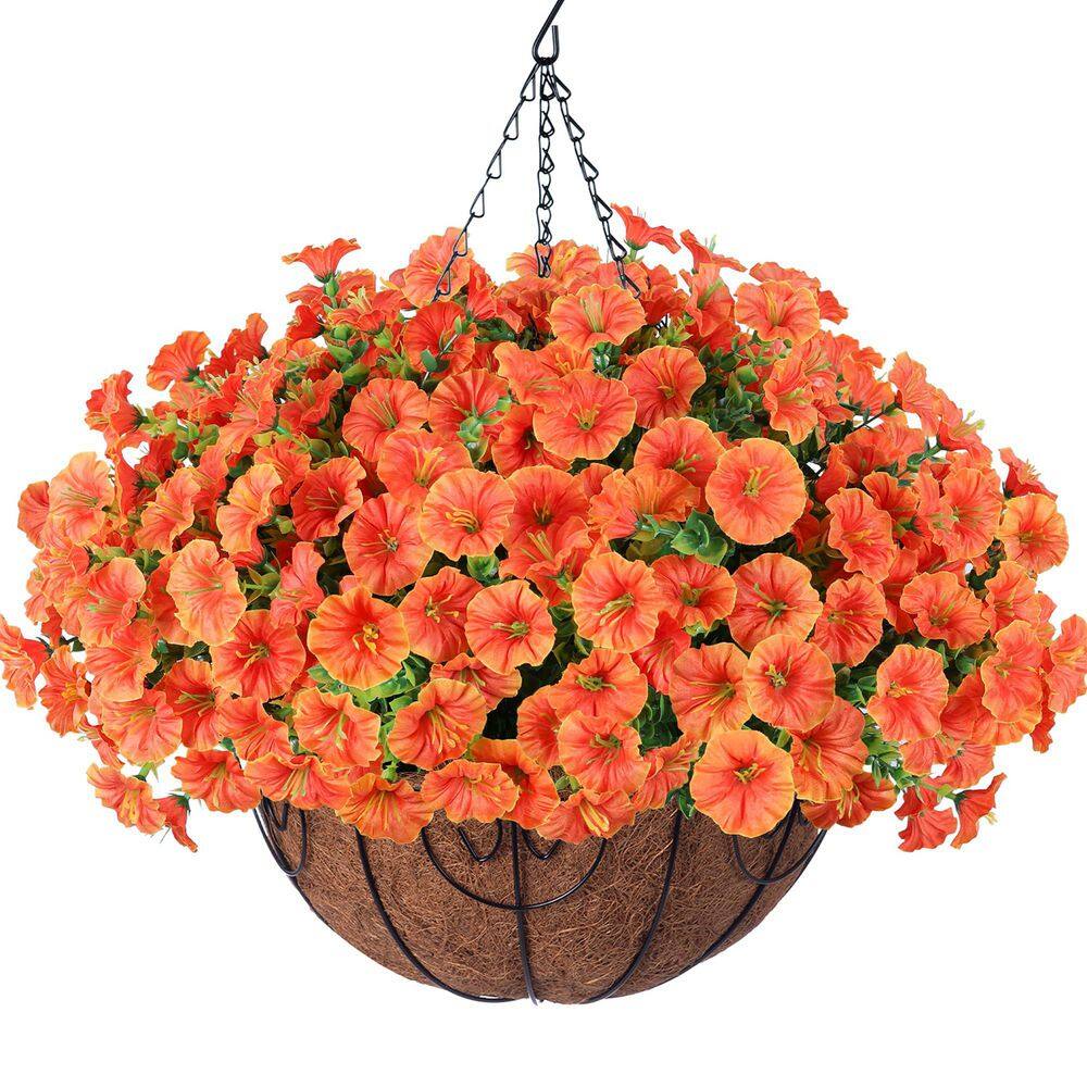20.5 in. Orange Other Indoor/Outdoor Hanging Artificial Morning