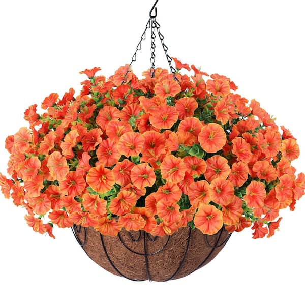 20.5 in. Orange Other Indoor/Outdoor Hanging Artificial Morning
