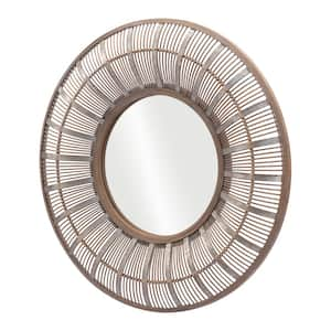 31.5 in. W x 31.5 in. H Polyurethane Brown Decorative Mirror