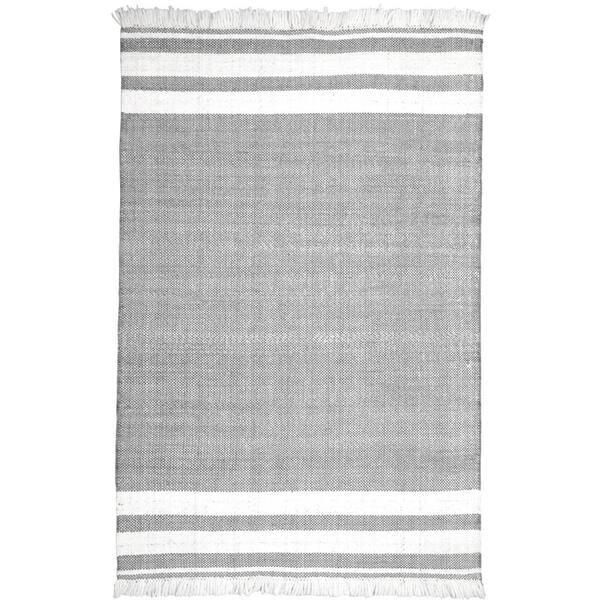 LR Home Asher Light Gray 5 ft. x 7 ft. 9 in. Striped PET Polyester