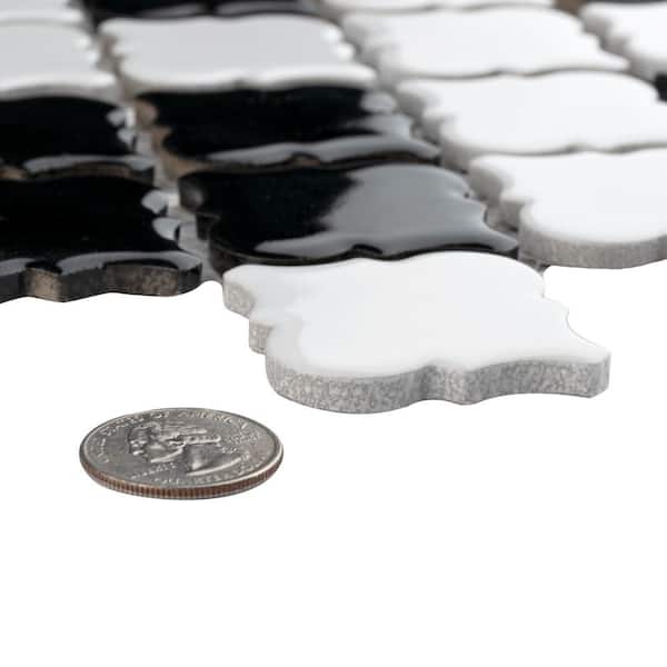 Hudson Tangier Black and White Mimos 6 in. x 6 in. Porcelain Mosaic Take Home Tile Sample
