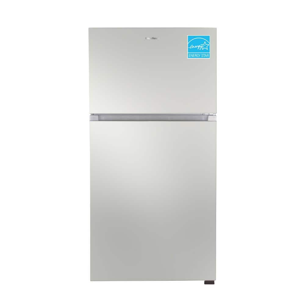 33 in. 21 cu. ft. 110V Frost Free Top Freezer Apartment Refrigerator E-Star in Stainless with Auto Ice Maker