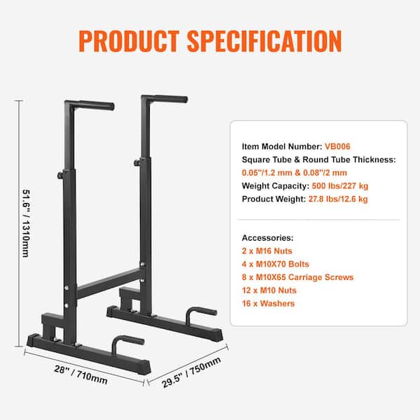 Station Dips Marbo Sport MH-U101 2.0 – Barres Autoportantes, Neuve