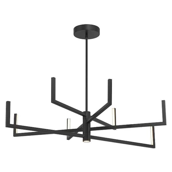 Articular 8-Light Integrated LED Black Statement Chandelier for Living Room