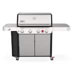 Genesis S-435 4-Burner Propane Gas Grill in Stainless Steel with Side Burner