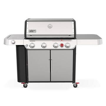 Genesis S-435 4-Burner Liquid Propane Gas Grill in Stainless Steel with Side Burner