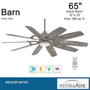 Barn 65 in. Integrated LED Indoor Burnished Nickel Smart Ceiling Fan with Light with Remote Control
