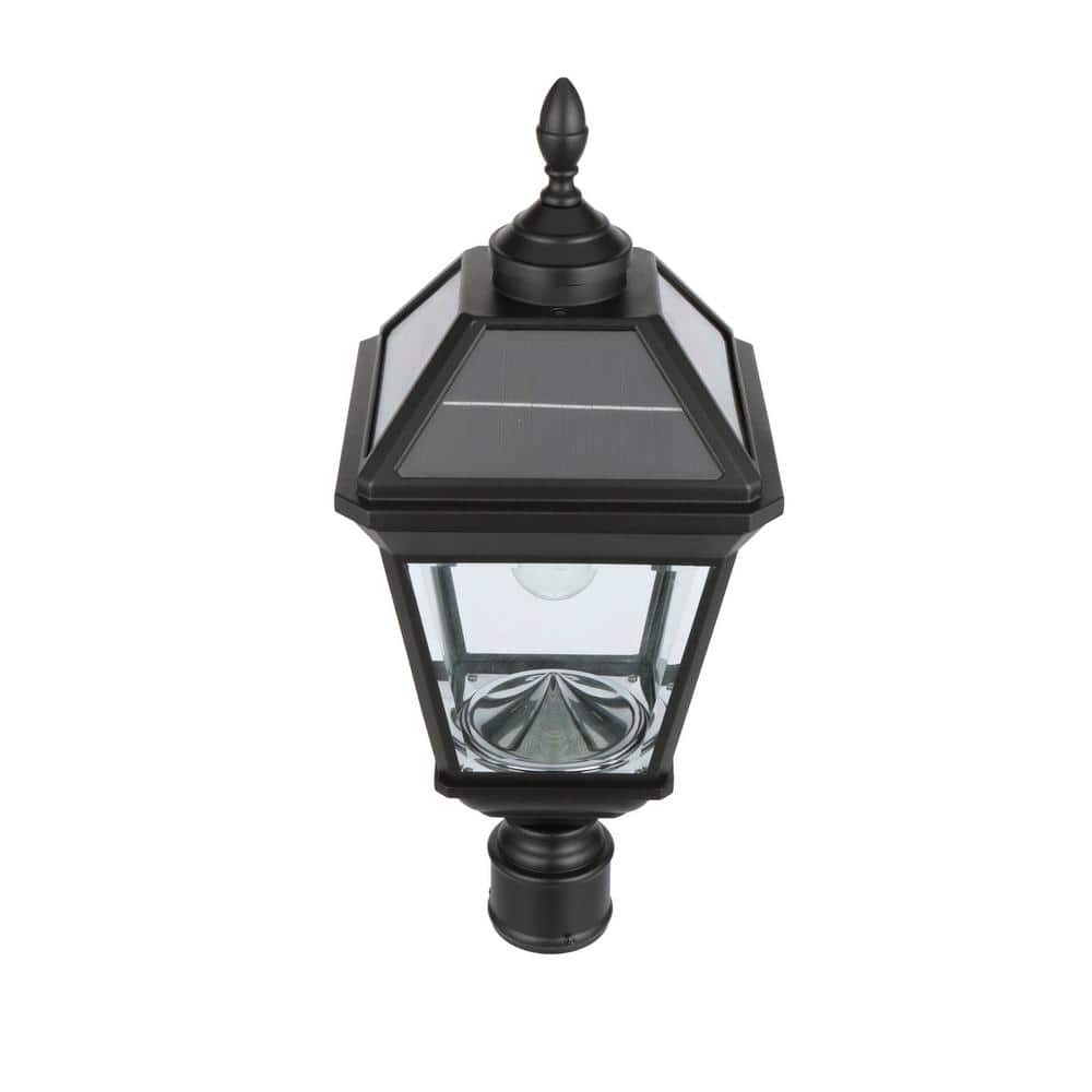 Imperial Black Aluminum Solar Lamp Post with Clear Glass