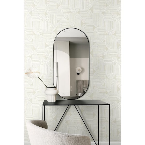 57.5 sq. ft. Metallic Champagne and Ivory Piper Geometric Unpasted Nonwoven Paper Wallpaper Roll
