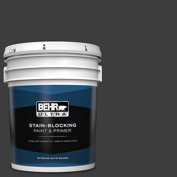 BEHR ULTRA 5 gal. Black Satin Enamel Exterior Paint & Primer