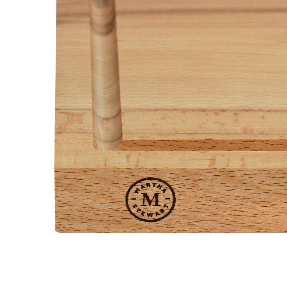 Cream Handle 3-Piece Beechwood Carving Board and Cutlery Set