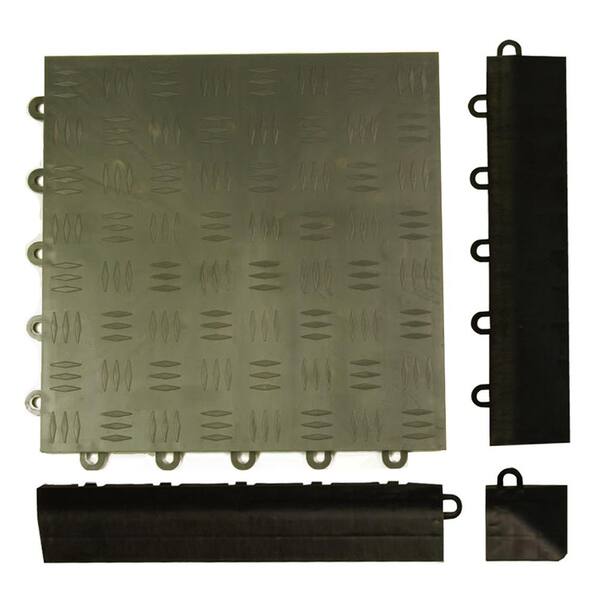 Greatmats Click Tile Black 2-3/8 in. x 2-3/8 in. x 5/8 in. Corner Ramp (Case of 4)