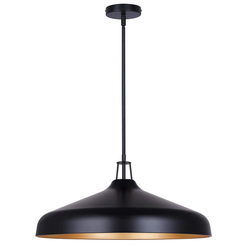 Holland 60-Watt 4-Light Matte Black Dome Pendant Light with Black and Gold Metal Shade price history on PriceWatchPro