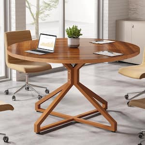 Capen 47.2 in. Round Brown Engineered Wood Conference Table Desk for Office