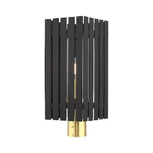 Greenwich 1 Light Black with Satin Brass Accents Outdoor Post Top Lantern