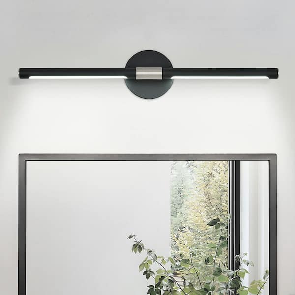 AuraLite 23.78 in. Black and Nickel LED Vanity Light Bar 15W 6000K Daylight for Bathroom Mirror Living Room Bedroom