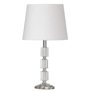 Crystal 16.75 in. H 1-Light Polished Chrome Table Lamp with Fabric Shade