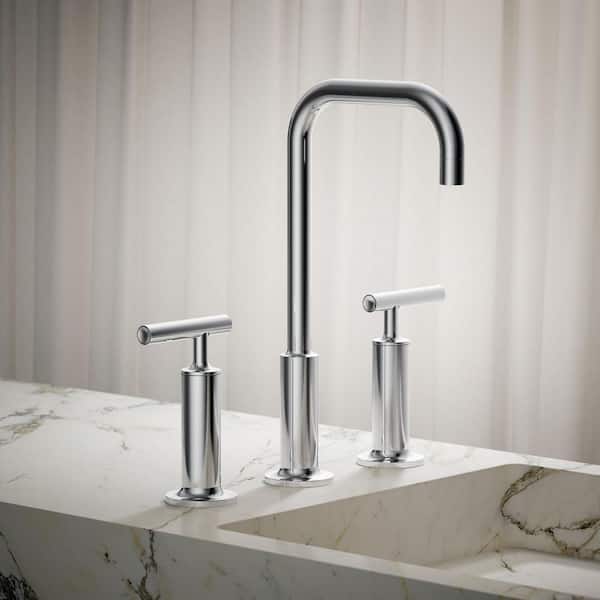 Purist 8 in. Widespread 2-Handle Mid-Arc Bathroom Faucet in Polished Chrome with High Gooseneck Spout