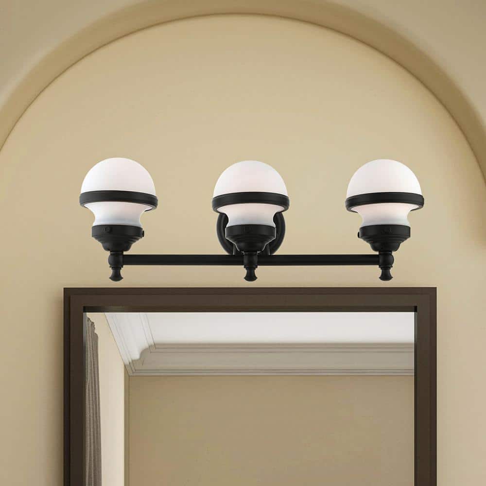 Oldwick Sleek 3-Light Vanity Sconce with Satin Opal White Glass