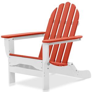 Icon White and Bright Red Plastic Folding Adirondack Chair