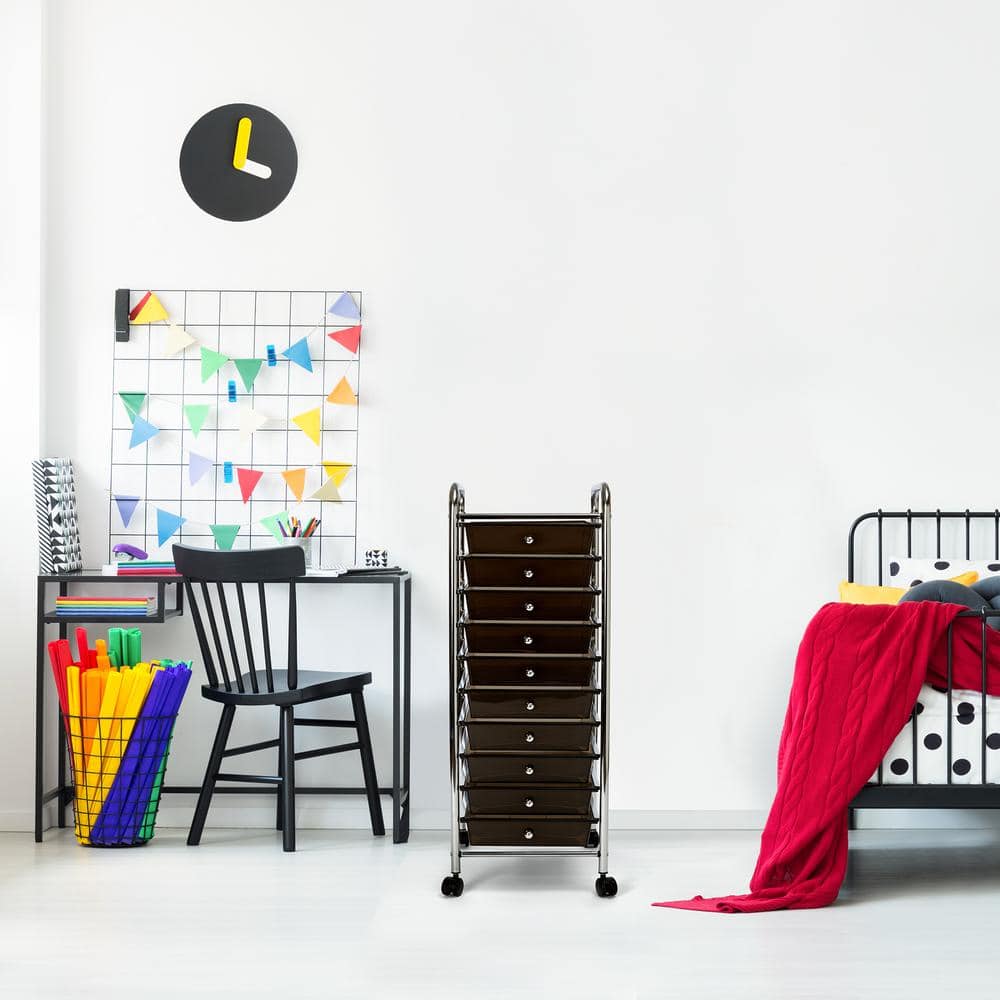 10-Drawer Organizer Cart, Black by Seville Classics