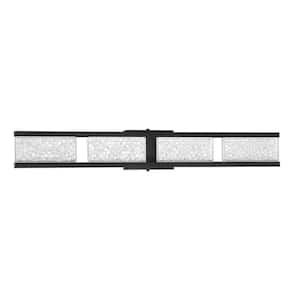 CALLAVIO 32 in. 4 Light Black, Clear LED Vanity Light Bar with Clear Glass Shade