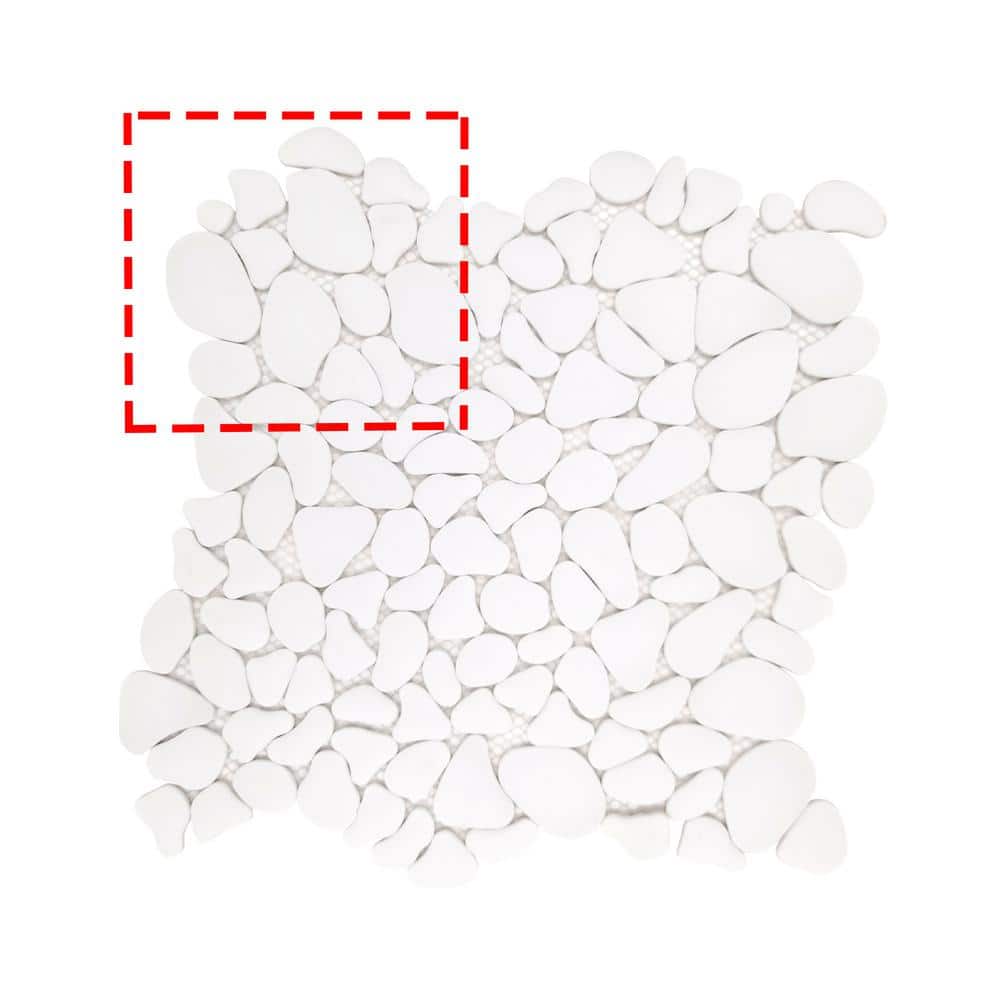 sunwings White Pebble 6 in. x 6 in. Recycled Glass Marble