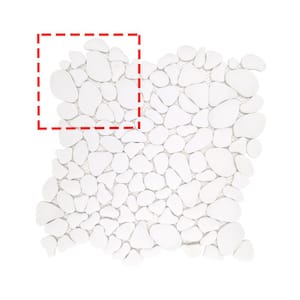 White pebble 6 x 6in. Recycled glass marble Mosaic tile looks floor and wall tile (0.25 sq.ft.)