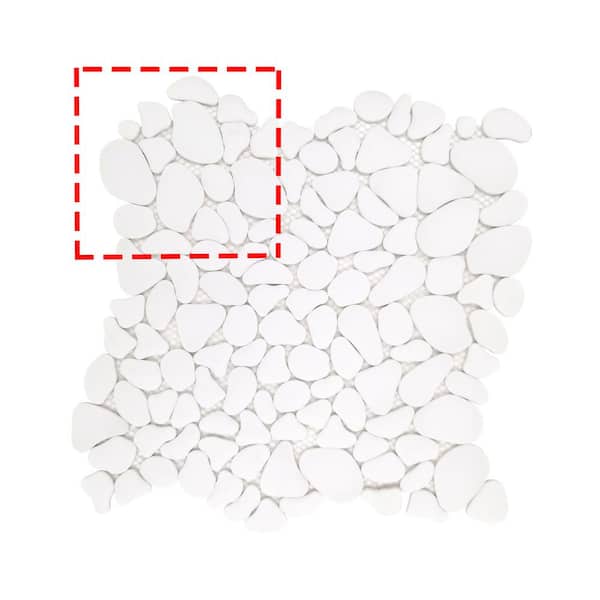 sunwings White pebble 6 x 6in. Recycled glass marble Mosaic tile looks floor and wall tile (0.25 sq.ft.)