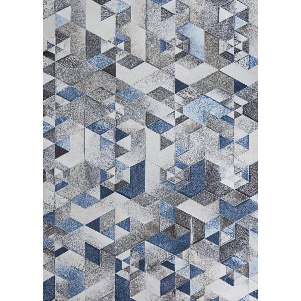Prairie Falsterbo Modern Denim & Cream Faux Cowhide Rug, 8' x 10'