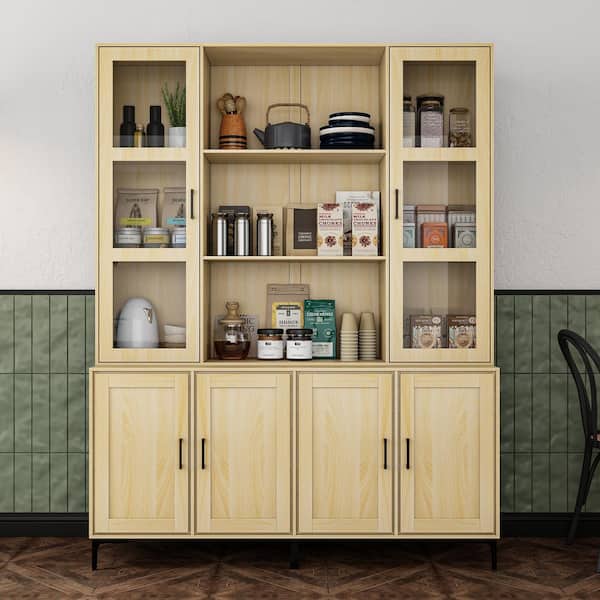 Reviews for FUFU&GAGA Yellow Painted Wooden 59 in. W Buffet and Hutch