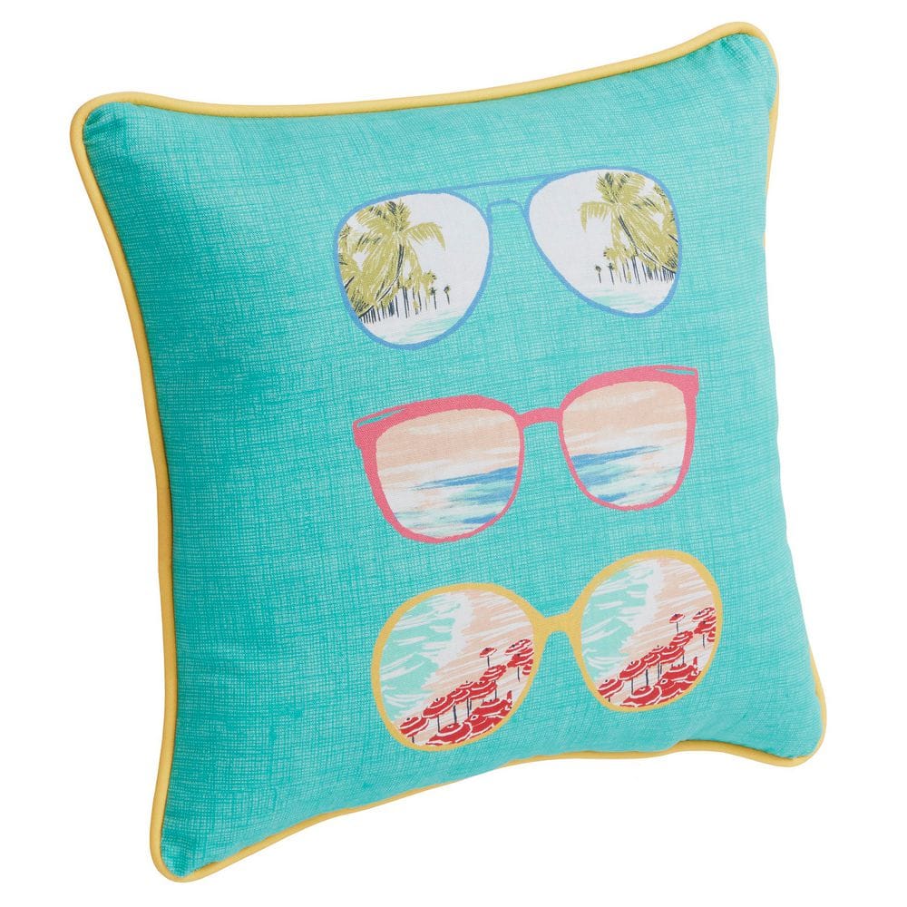 Hampton Bay - 18 in. x 18 in. Outdoor Patio Throw Pillow in Bright Sunglasses