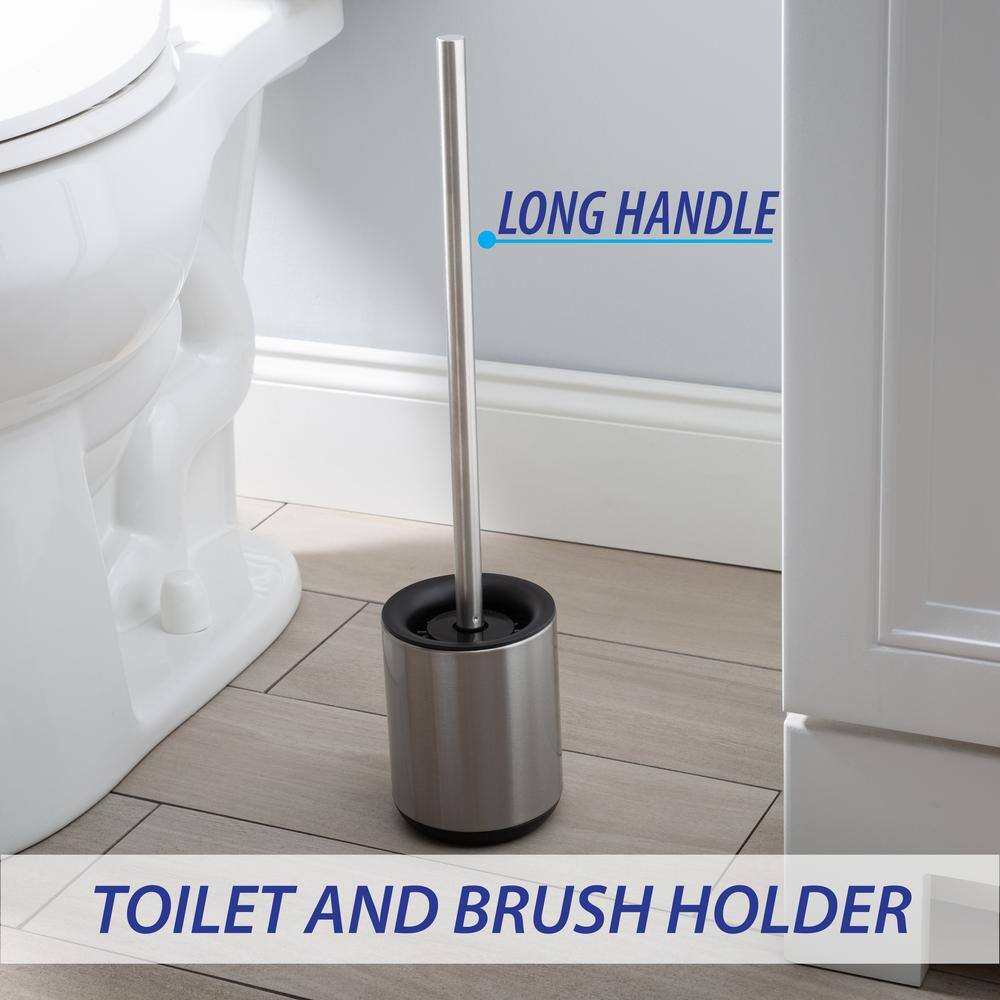 Stainless Steel Toilet Brush and Holder with Long Handle