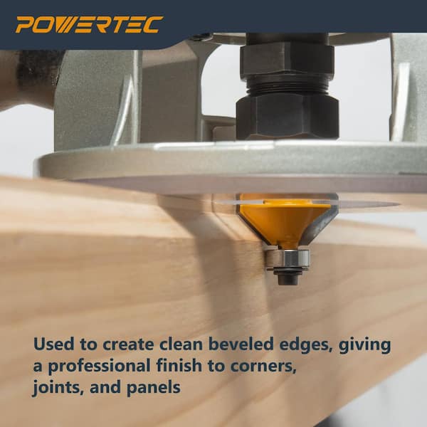 45° Chamfer Tungsten Carbide Router Bit, 1-3/16 in. Cutting Diameter, 1/2 in. Shank, 1/2 in. Depth (2-Pack)