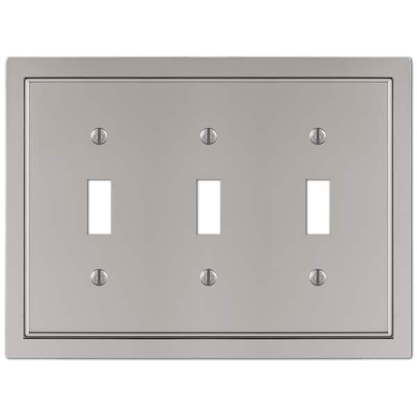AMERELLE Averly 3 Gang Toggle Metal Wall Plate - Satin Nickel