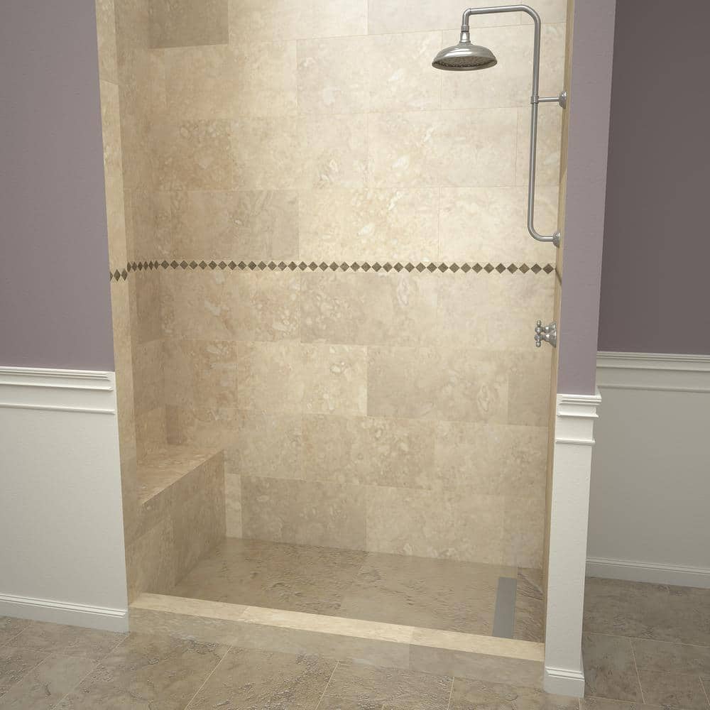 Brushed Nickel 60" x 42" Rectangular Shower Pan with Bench