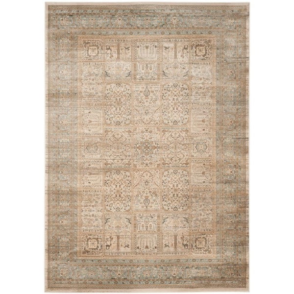 SAFAVIEH Vintage Ivory/Light Blue 8 ft. x 11 ft. Border Area Rug