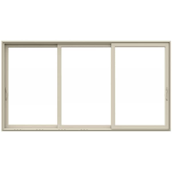 JELD-WEN V4500 Multi-Slide 177 in. x 96 in. Universal Hand Low-E Desert Sand Vinyl 3-Panel Prehung Patio Door