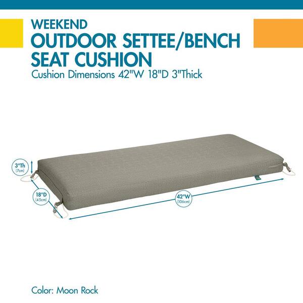 Duck Covers Weekend 42 In W X 18 D 3 Thick Rectangular Outdoor Bench Cushion Moon Rock Cmrbn42183 Thick Rectangular Outdoor Bench Cushion, 42 Inch Wide Outdoor Bench Cushion