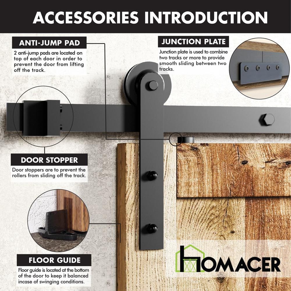 Rustic Black Double Barn Door Hardware Kit with 4ft Track