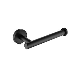 Wall-Mount Single Post Stainless Steel Toilet Paper Holder in Matte Black (2-Pack)