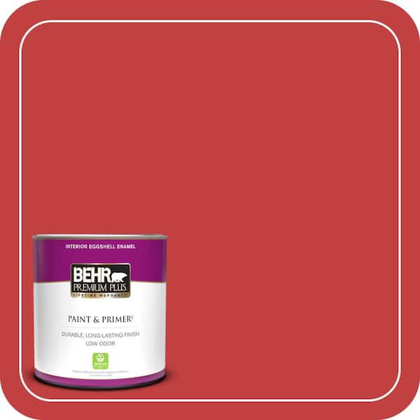 BEHR PREMIUM PLUS 1 qt. #150B-7 Poinsettia Eggshell Enamel Low Odor Interior Paint & Primer