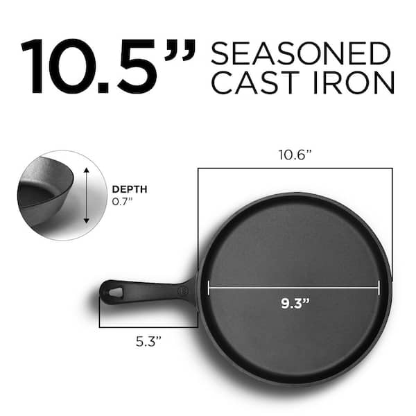 Commercial CHEF Pre-Seasoned 10-1/2 in. Cast Iron Round Griddle CHFL911 -  The Home Depot